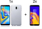 Samsung J6 Plus 2018 Hoesje - Samsung Galaxy J6 Plus 2018 hoesje siliconen case transparant cover - 2x Samsung J6 Plus 2018 Screenprotector