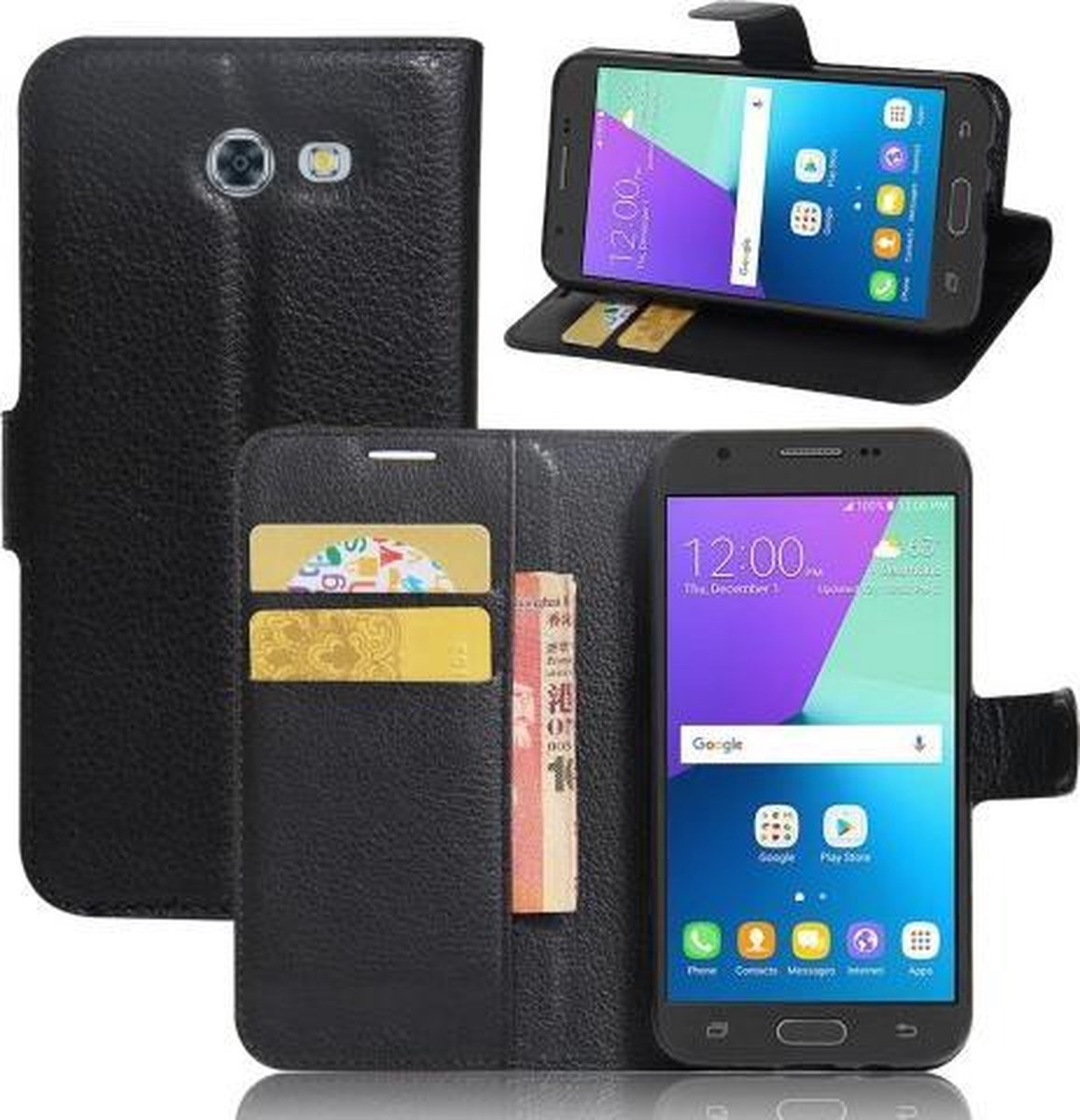 Zwart agenda case hoesje Samsung Galaxy J3 (2017)