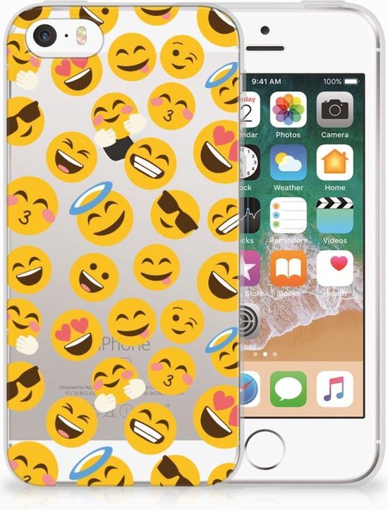 Coque Téléphone pour Apple iPhone SE | 5S Housse TPU Silicone Etui Emoji |  bol
