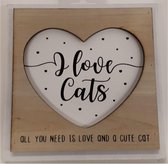 Fotolijstje - I love cats - In cadeauverpakking met gekleurd lint