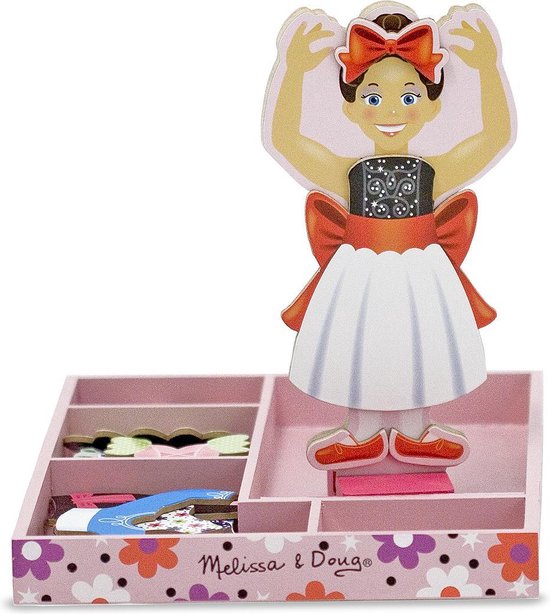 Thumbnail van een extra afbeelding van het spel Melissa & Doug Luxe houten magnetische aankleedpop - Nina Ballerina met 27 kledingstukjes