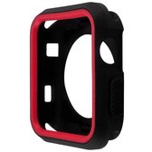 DrPhone FC10 - Dual TPU Sport Siliconen Case - Volledige bescherm Case Geschikt voor - Geschikt Voor Apple Watch 44mm - Rubber Case - Zwart/Rood
