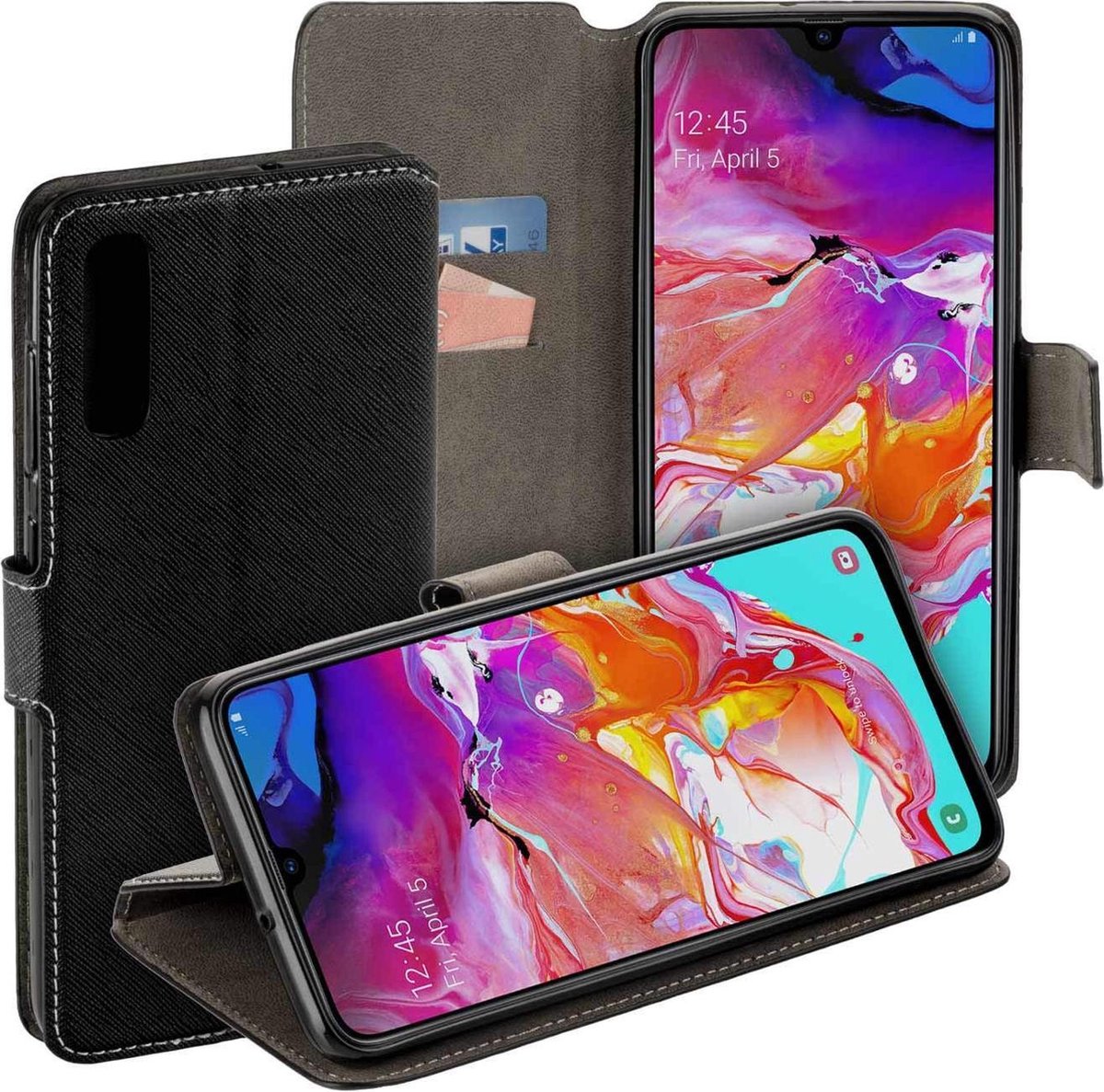 Pearlycase Luxe Y Wallet Bookcase Zwart Hoesje Geschikt voor Samsung Galaxy A10