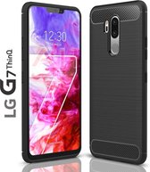 DrPhone BCR1 Hoesje - Geborsteld TPU case - Ultimate Drop Proof Siliconen Case - Carbon fiber Look - Geschikt voor LG G7 ThinQ