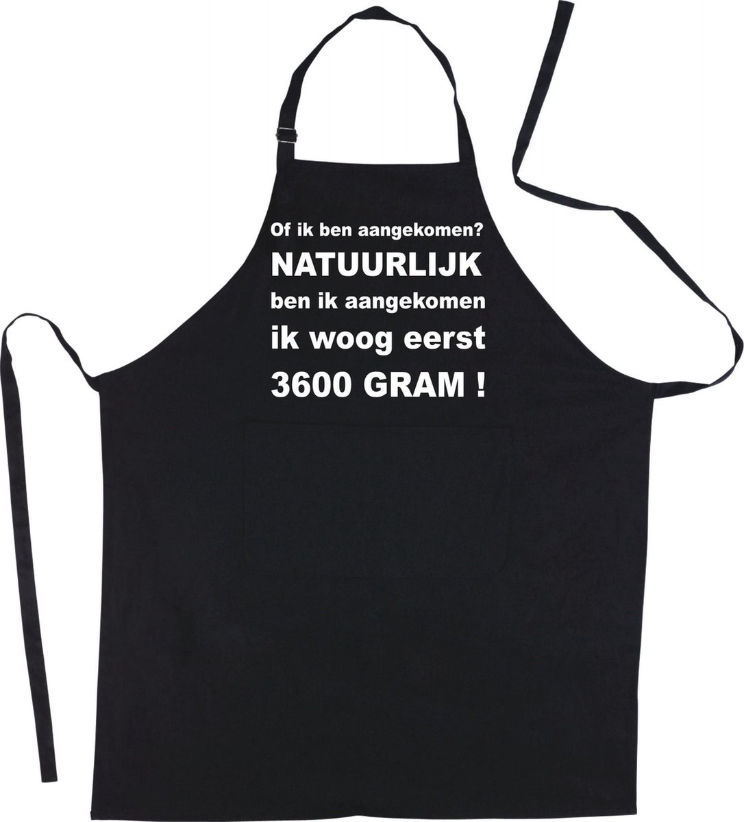 Mijncadeautje - Luxe zwarte keukenschort - Of ik ben aangekomen?