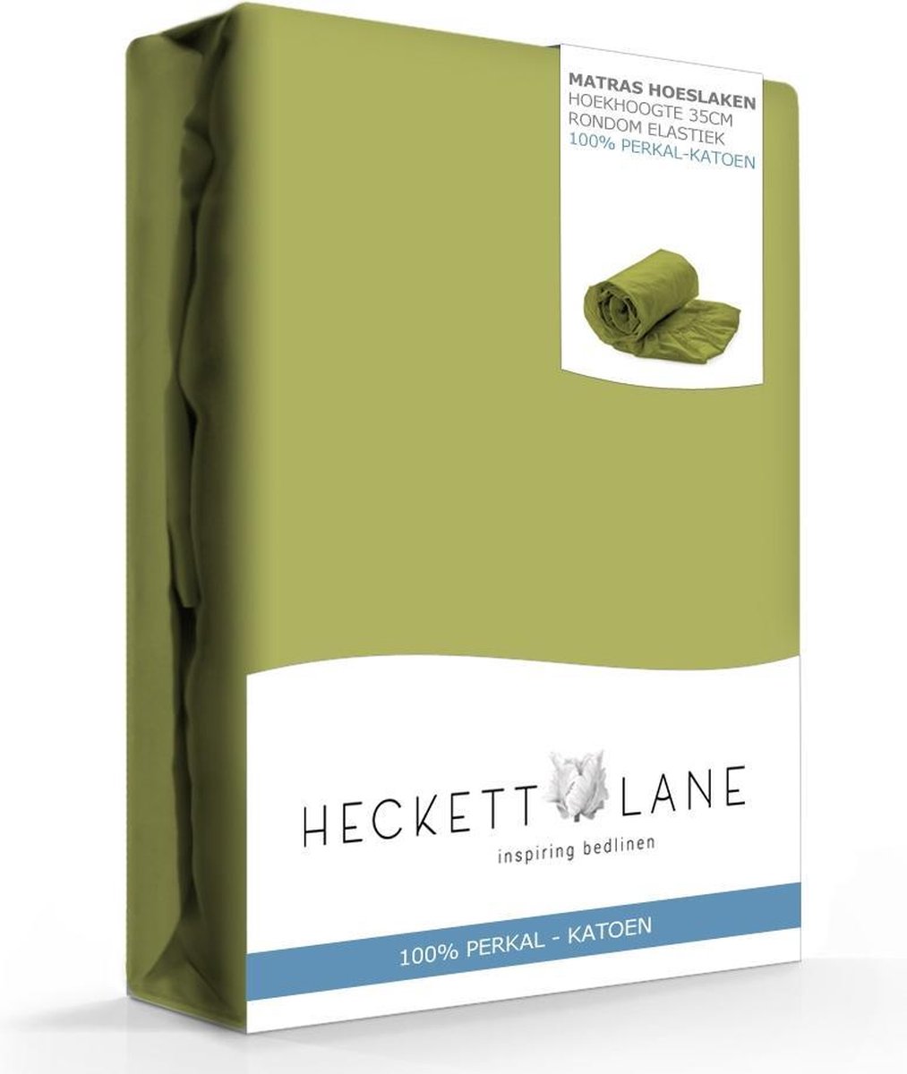 HnL Living - Hoeslaken - Katoen Perkal - 80 x 200 cm - Groen
