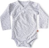 Little Label - baby - overslag-romper - wit, zwarte stipjes - maat 74 - bio-katoen