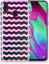 Geschikt voor Samsung Galaxy A40 TPU Siliconen Cover Waves Roze