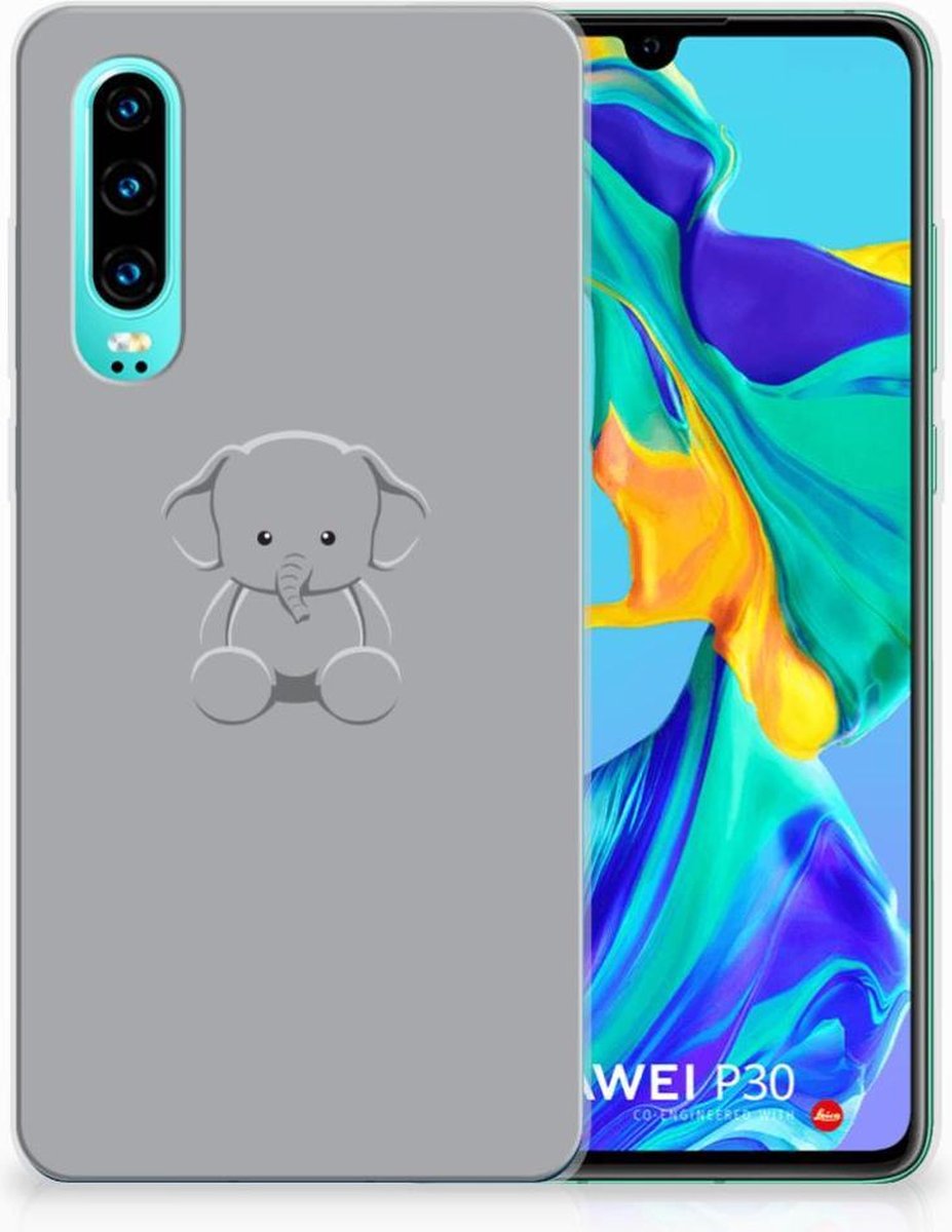 Huawei P30 Telefoonhoesje met Naam Grijs Baby Olifant