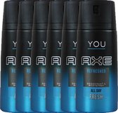 Axe You Refreshed - Deodorant Spray - 6 x 150 ml - Voordeelverpakking