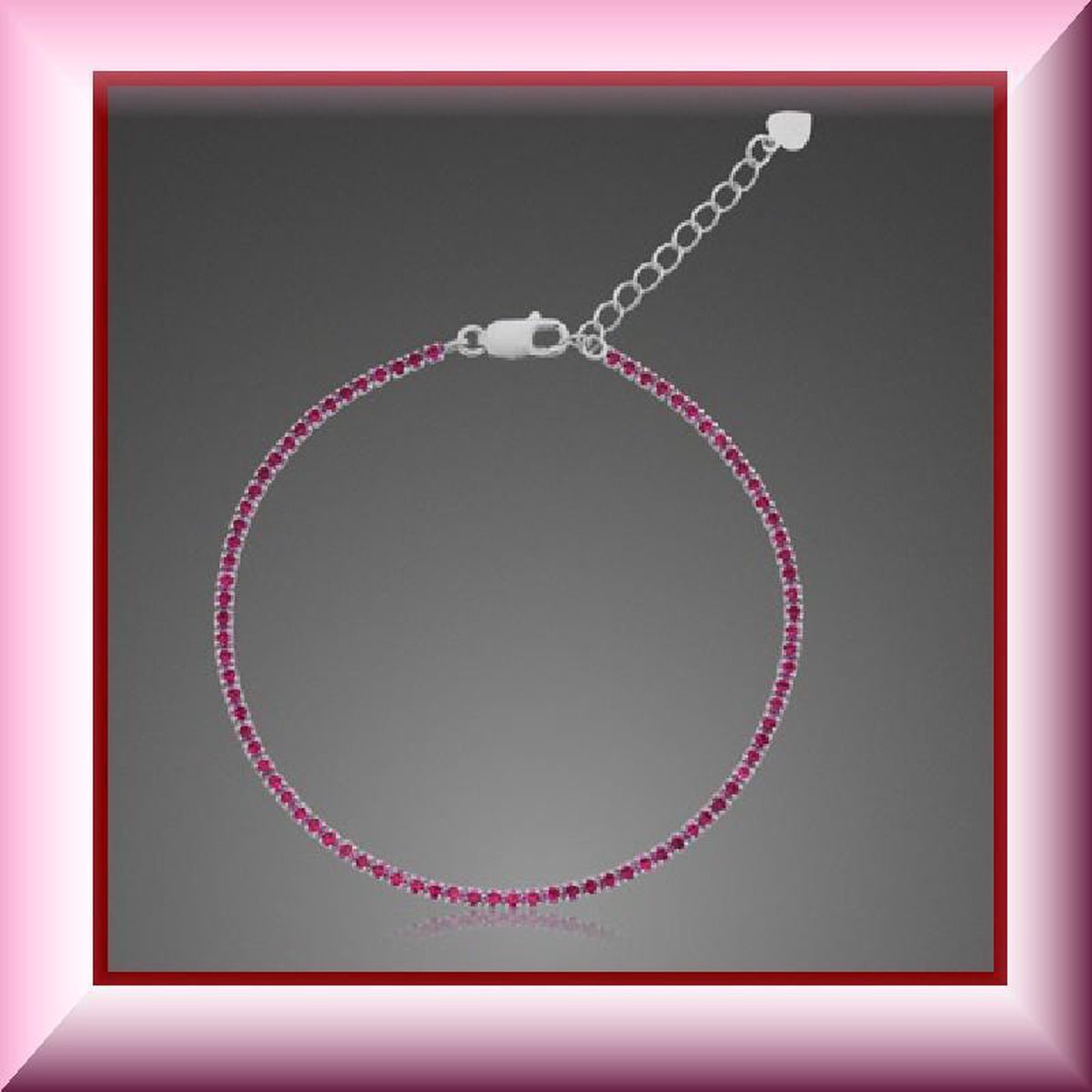 Elegante zilveren tennisarmband met roze Zirconia's
