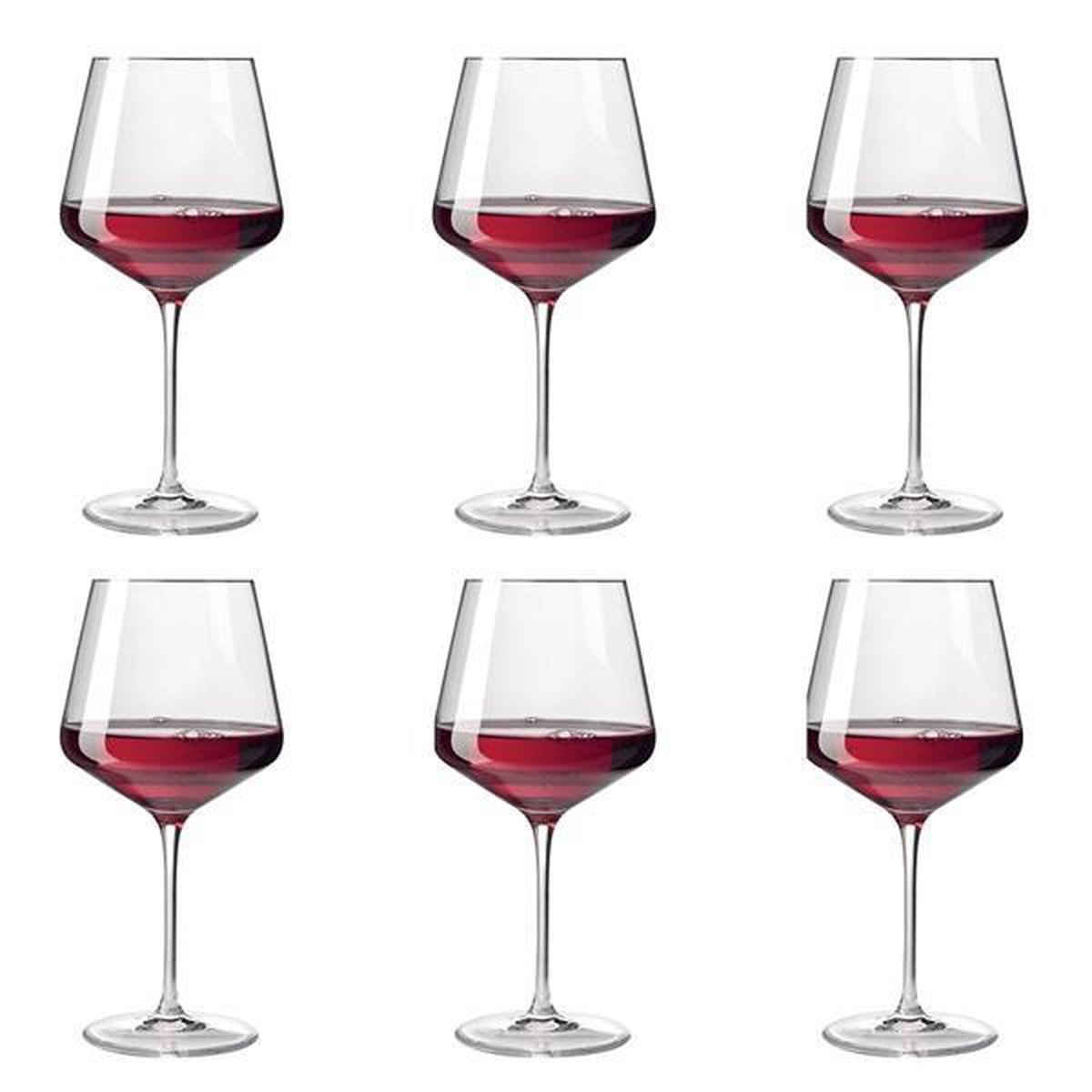Leonardo Bourgogne rode wijnglas Puccini set van 6