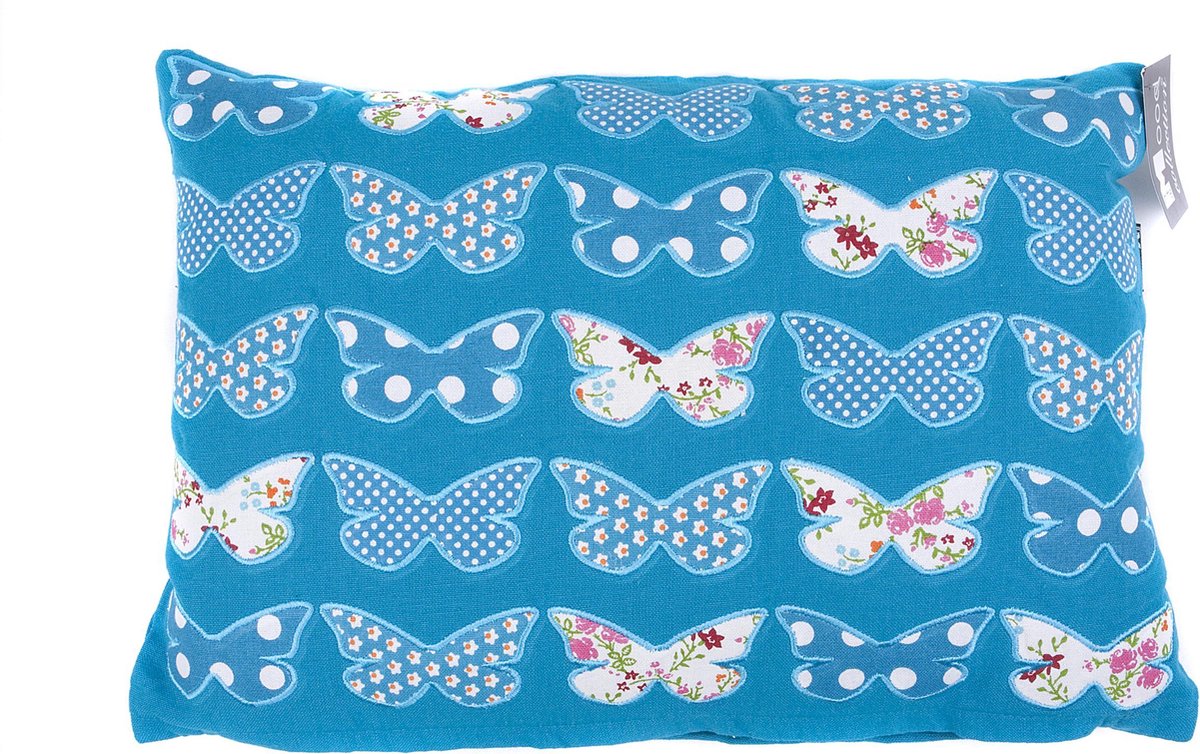 In The Mood Butterfly - Sierkussen - Aqua - 30x45 cm Blauw