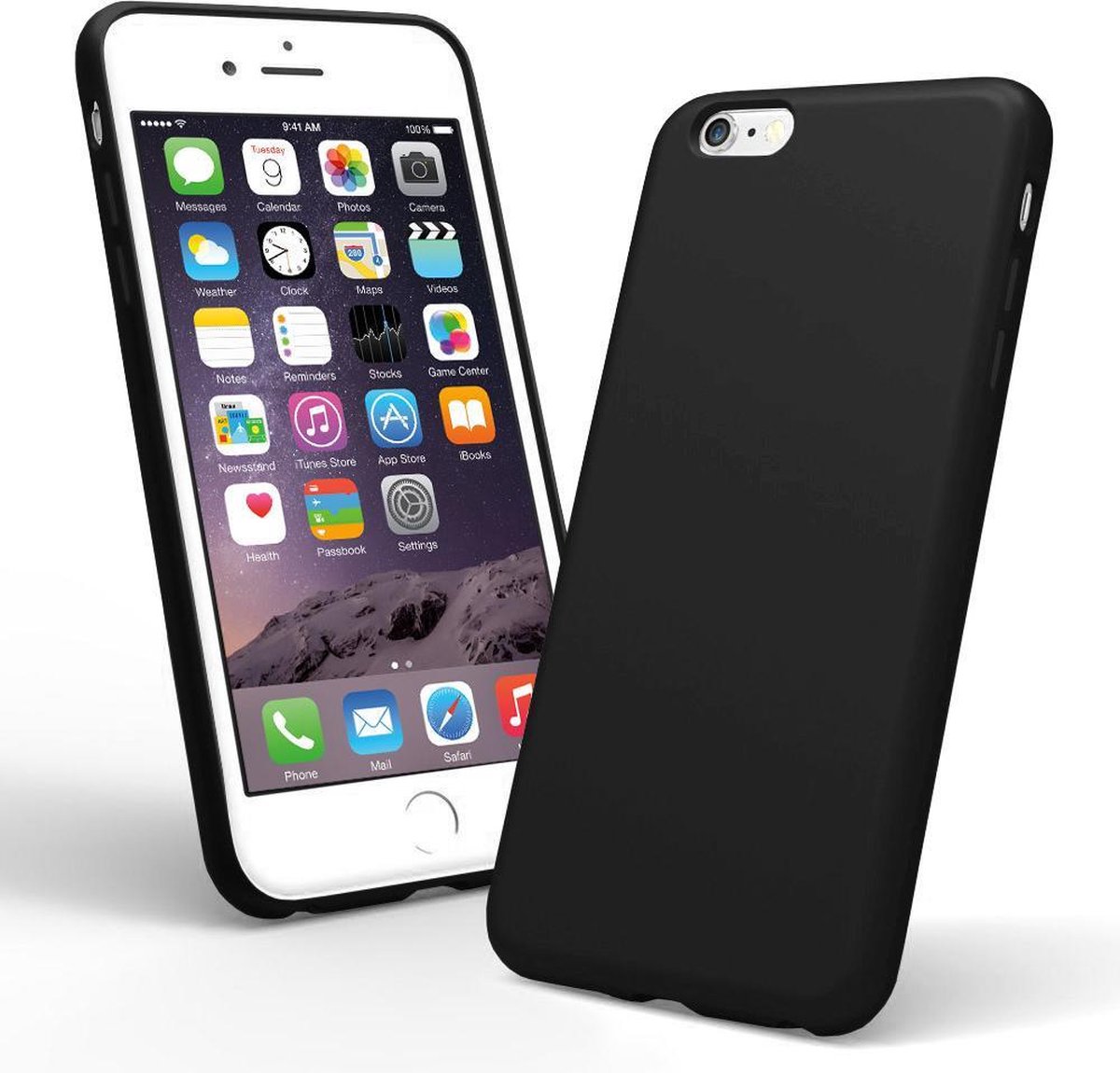 Phone 6/6S zwart siliconen hoesje - matte zwart