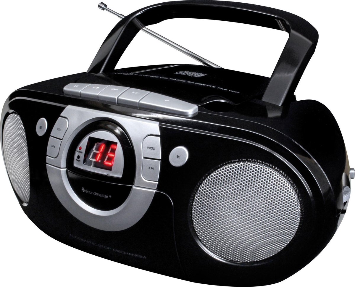 Soundmaster SCD5100SW - Boombox met FM-radio en cassettespeler, zwart