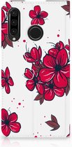Huawei P30 Lite Standcase Hoesje Design Blossom Red
