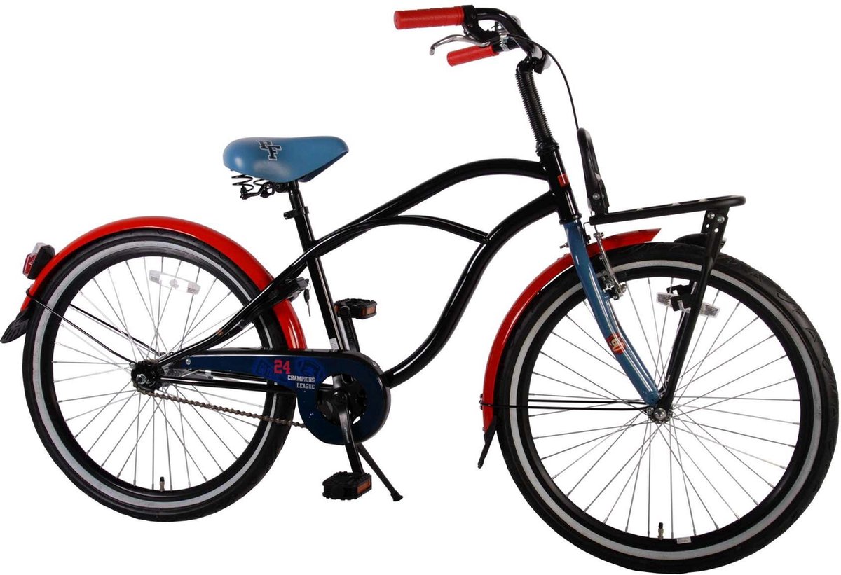 Spektakel fiets waarschijnlijk Volare Beach Cruiser - Jongensfiets - 24 inch - zwart rood | bol.com