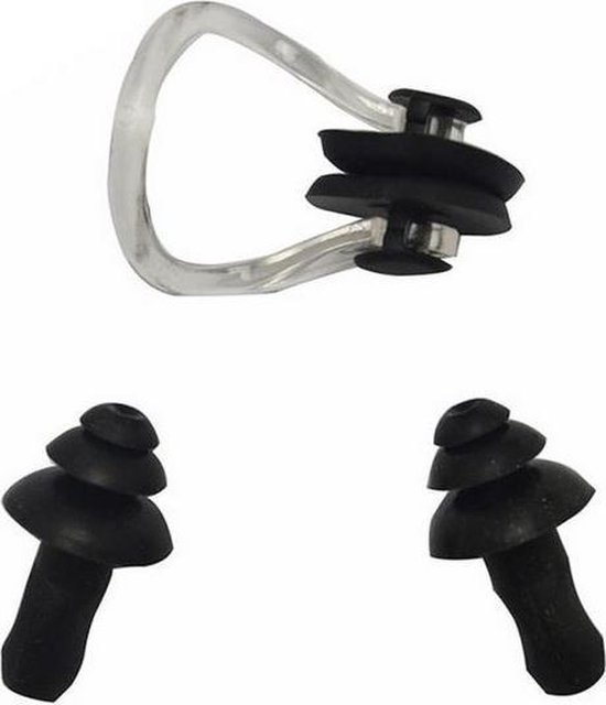 Zwemoordoppen met neusklem Zwart One Size