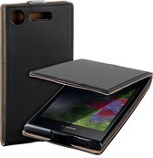MP Case zwart eco lederen flip case voor Sony Xperia XZ1 flip cover