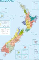 Nieuw-Zeeland Poster New Zealand kaart 61x91.5cm