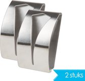 LifeGoods RVS Handdoekhouder - Zelfklevend - Design Handdoek / Theedoek Klem - 2 Stuks