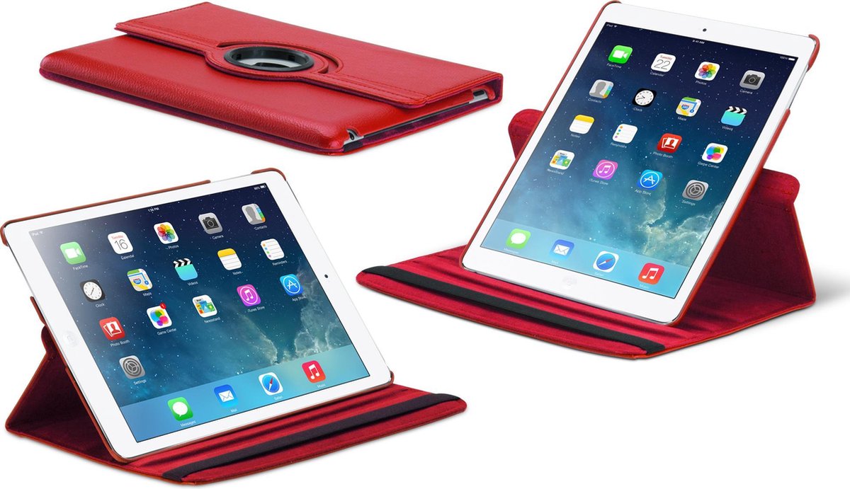 "Apple iPad Pro 9.7"" Luxe Lederen Hoes - Auto Wake Functie - Meerdere standen - Case - Cover - Hoes - Rood"