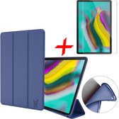 Samsung Galaxy Tab S5e Hoes + Screenprotector - Smart Book Case Siliconen Hoesje - iCall - Blauw