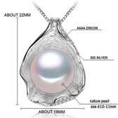 Zoetwater parel ketting luxe zilveren schelp met kleine zirkonia