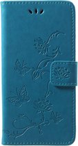 Bloemen Book Case - Huawei P20 Lite Hoesje - Blauw