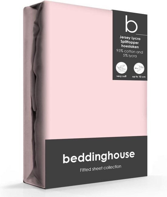 Beddinghouse Jersey Lycra - Splittopper Hoeslaken - 180x200/210/220 - Licht roze