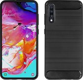 Pearlycase Zwart Carbon Geborsteld TPU Backcover Hoesje voor Samsung Galaxy A70 / A70s