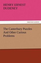 Boek kaft met roze en bruine vlakken, met de titel 'The Canterbury Puzzles And Other Curious Problems' van Henry Ernest Dudeney.