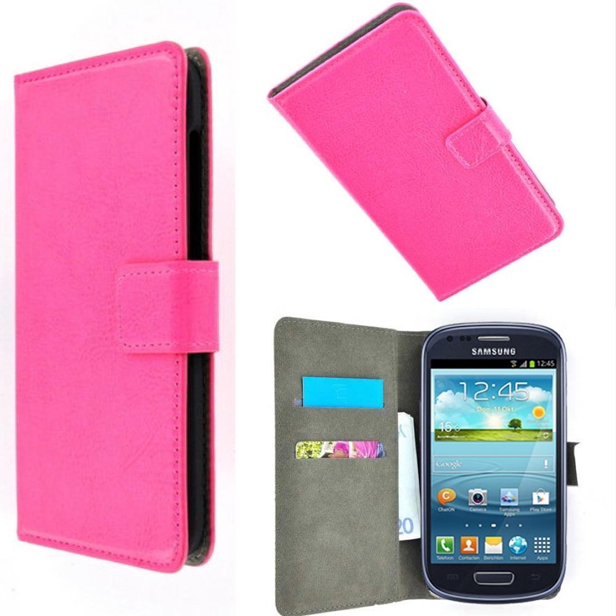functie ventilator Leggen Samsung Galaxy S3 Mini i8190 Wallet Bookcase hoesje Roze | bol.com