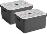 Sunware Sigma Home Opbergbox - 32L - 2 Boxen + 2 Deksels - Antreciet/Triangel