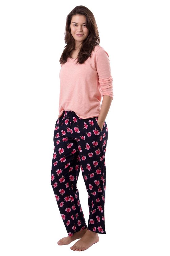 Amantes Dames yoga broek - lounge broek - Navy bloem print - Maat M