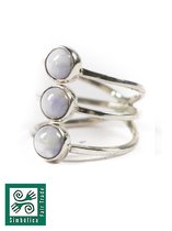 Ring zilver Triple jade lila maat 16.5