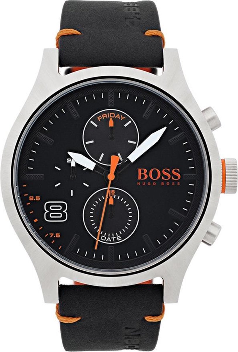 Hugo Boss Orange HO1550020 Horloge - Leer - Zwart - 49mm | bol.com