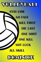 Volleyball Stay Low Go Fast Kill First Die Last One Shot One Kill Not Luck All Skill Dominick