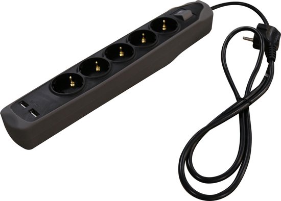 Weg huis Werkgever op gang brengen Relectric Stekkerdoos – 5-voudig – 2x USB-ingang – 1,5 meter - Randaarde -  RELEC492237 | bol.com