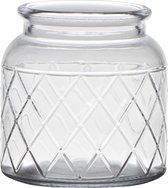 Hakbijl Glass Brussel – Helder klassieke vaas – Transparant glas – Wiebertjes patroon decoratie – h10,5 x d10 cm