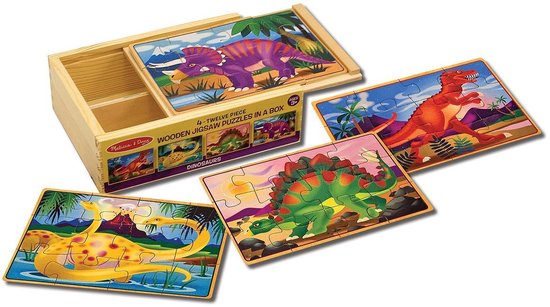 Thumbnail van een extra afbeelding van het spel Melissa & Doug 4 Puzzels in houten doos - Dinasa