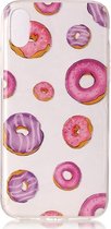 Shop4 - iPhone X Hoesje - Zachte Back Case Donuts Transparant