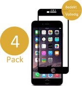 4x Screenprotector Geschikt voor Apple iPhone 6 Plus / 6s Plus - Full Screen Rand tot Rand Tempered Glass Screenprotector Transparant met Zwart Carbon Bezel 3D 9H (Gehard Glas Scre