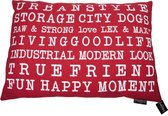 Lex & Max Tekst Urban - Losse hoes voor hondenkussen - Rechthoek - Rood - 100x70cm