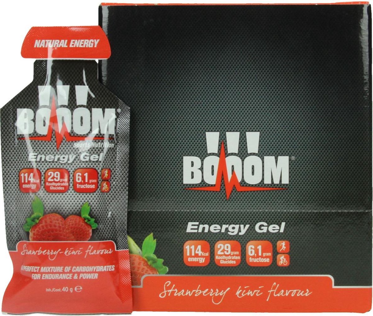 Goedkoopste BOOOM Pure Energy Fruit Gels 18 st Aardbei/Kiwi 40g