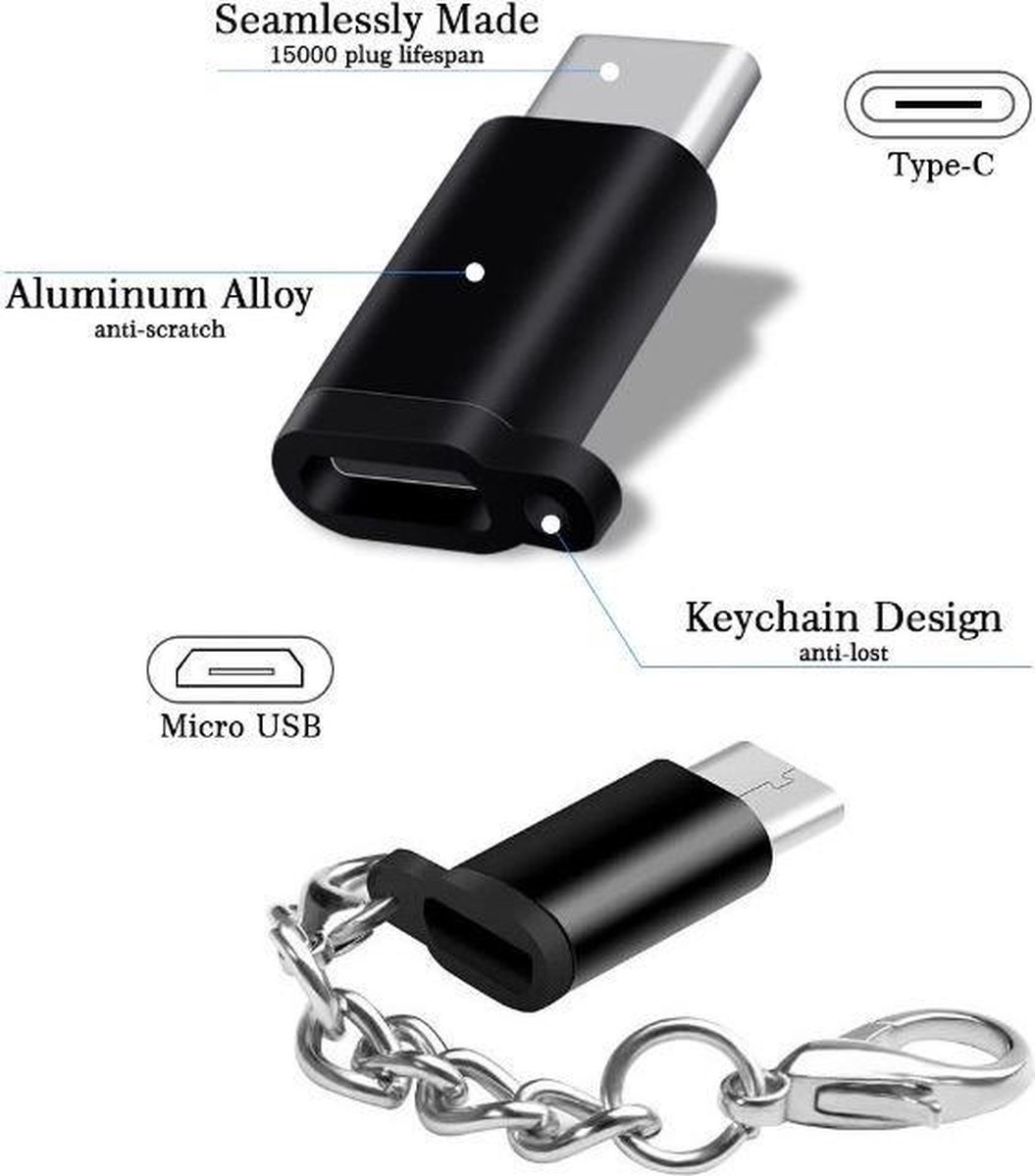 Adapter Micro USB Female naar USBC Mannelijke Zwart Converter voor Huawei Mate20 X Pro P20 Samsung S9 Micro Usb Naar type-C Lader