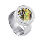 Quiges Ring de système de vis en acier inoxydable argenté brillant 16 mm avec Mini pièce interchangeable Multi vert 12 mm