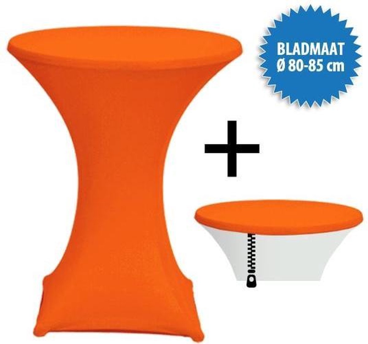 Statafelrok Stretch rits Ø 80-85cm incl. topcover, oranje