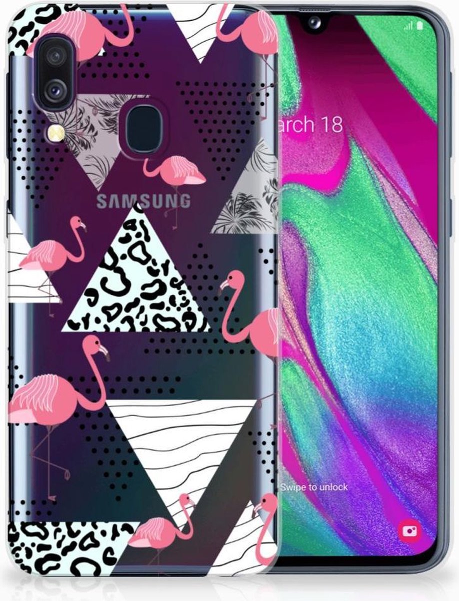 Samsung Galaxy A40 TPU Hoesje Flamingo Triangle