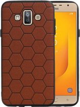 Bruin Hexagon Hard Case - Achterkant Hoesje  voor Samsung Galaxy J7 Duo J720F